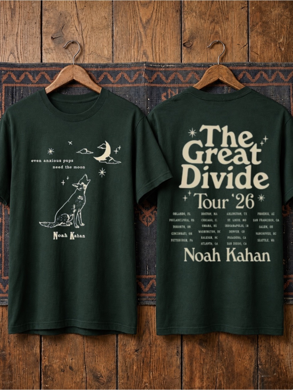 The Great Divide Noah Kahan Tour Gildan White Heavy Cotton Tee Size